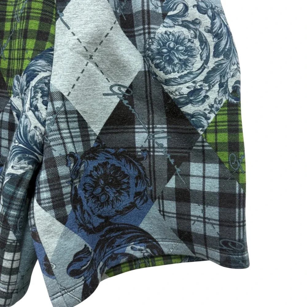 Versace‎ Kids Mixed Print Greca Waistband Shorts Blue Green 4Y Made in Italy
